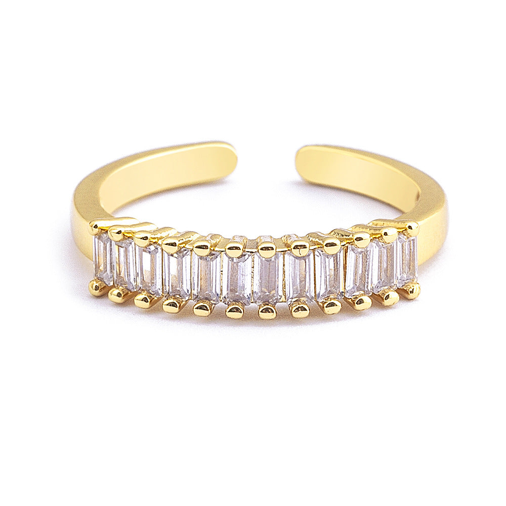 Zircon Geometric Open Ring For Women