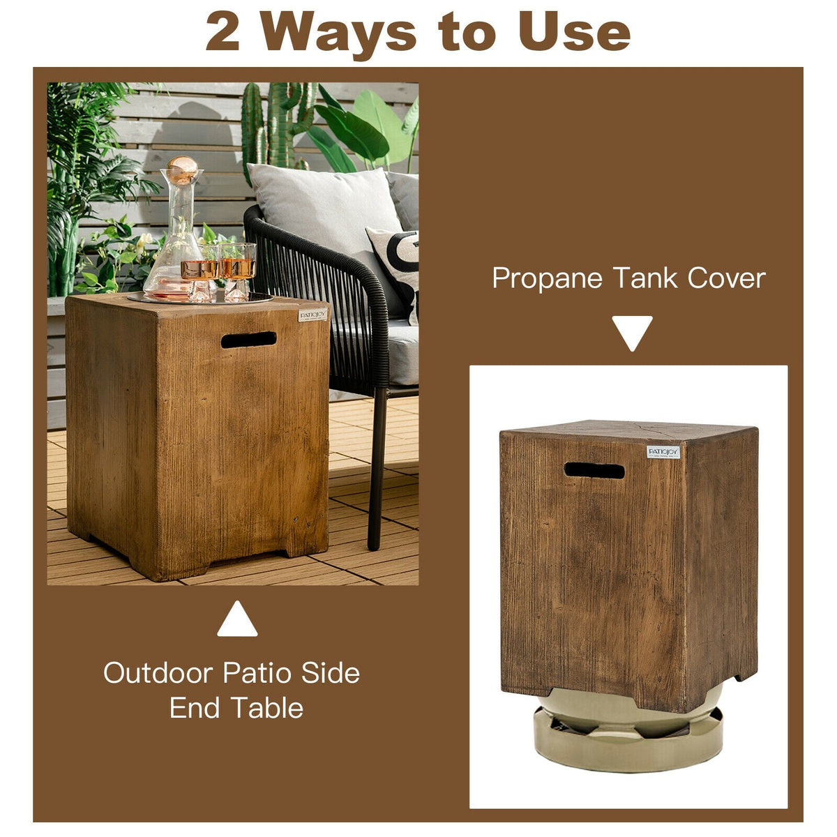 16 Inch Outdoor Hideaway Table Cover for Standard 20 LBS Propane Tank-B