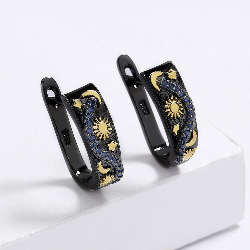 Exquisite Womens Star And Moon Earrings