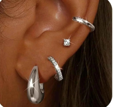 18K Solid Gold Copper Earrings With Zirconia Setting