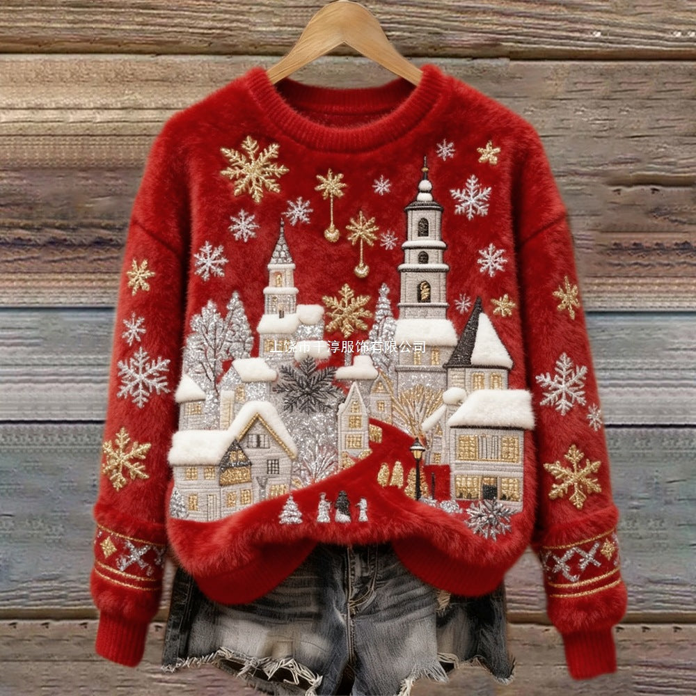 AutumnWinter Patterned Fleece Sweatshirt With Printed Design
