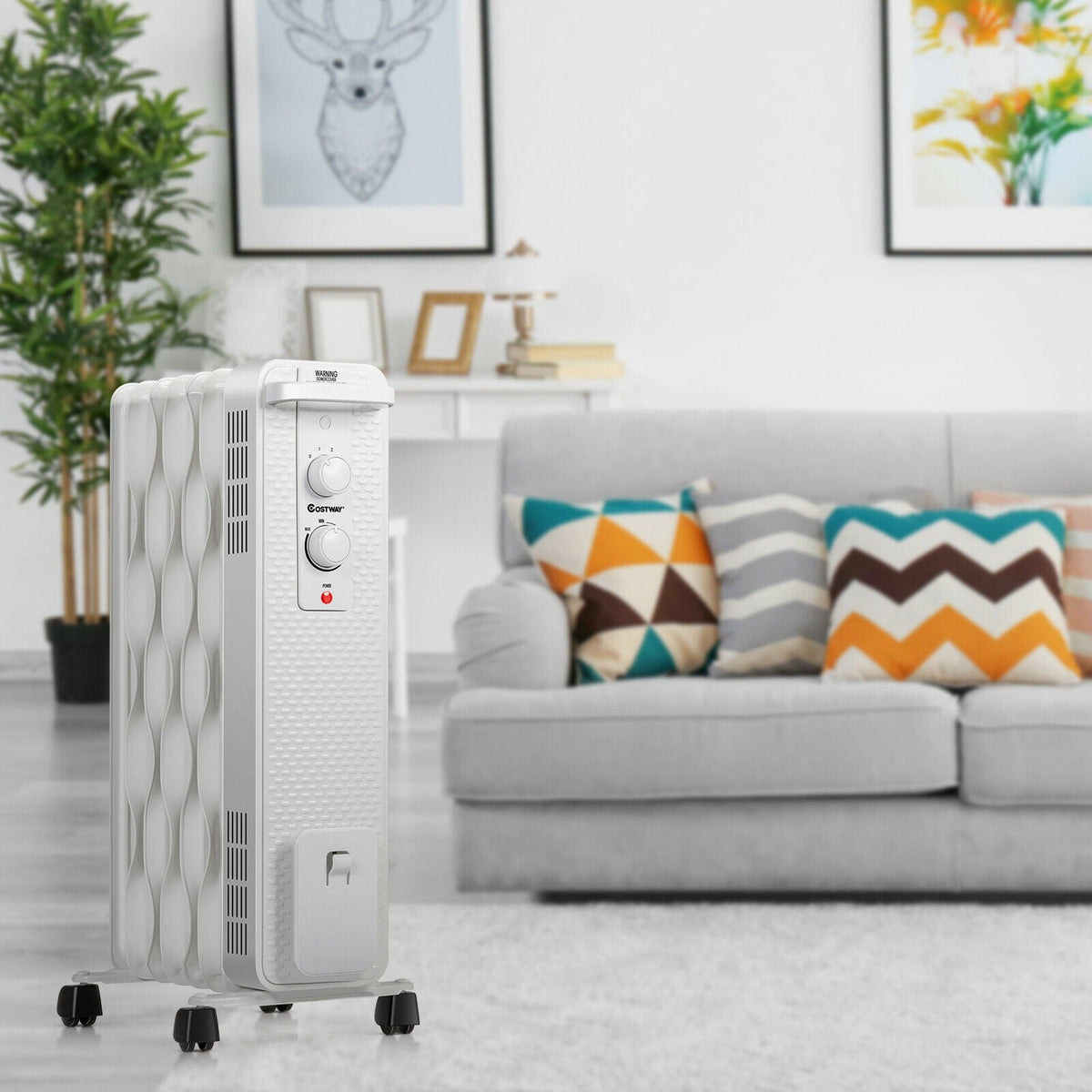 1500 W Oil-Filled Heater Portable Radiator Space Heater with Adjustable Thermostat