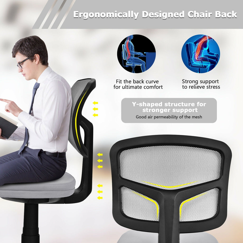 Armless Computer Chair with Height Adjustment and Breathable Mesh for Home Office
