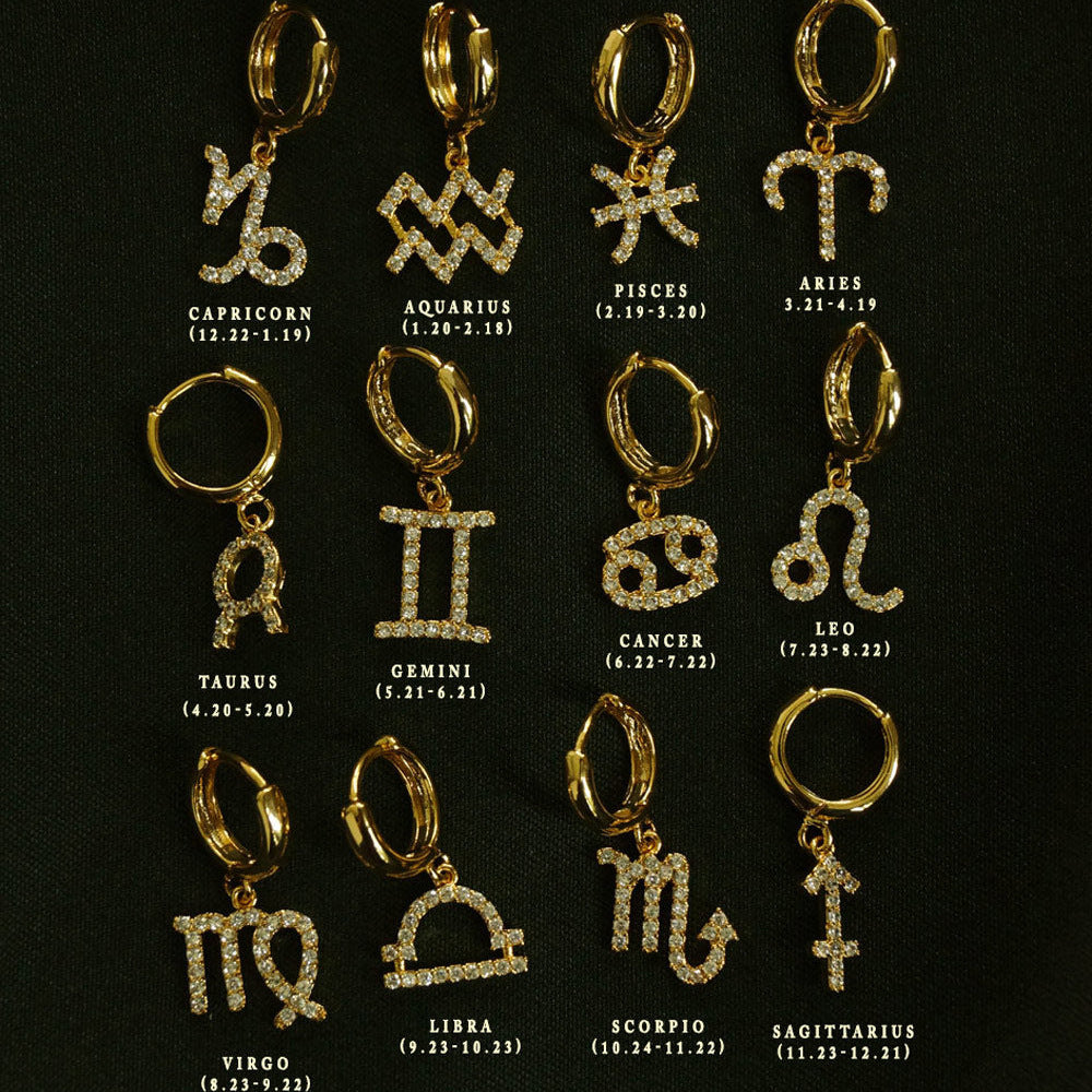Zodiac Micro Paved Zircon Earrings