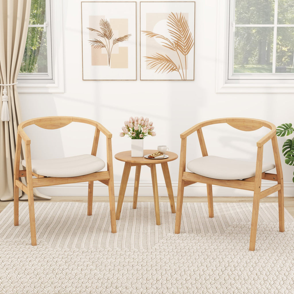 Bamboo Accent Chair with Armrest and Curved Backrest-Natural