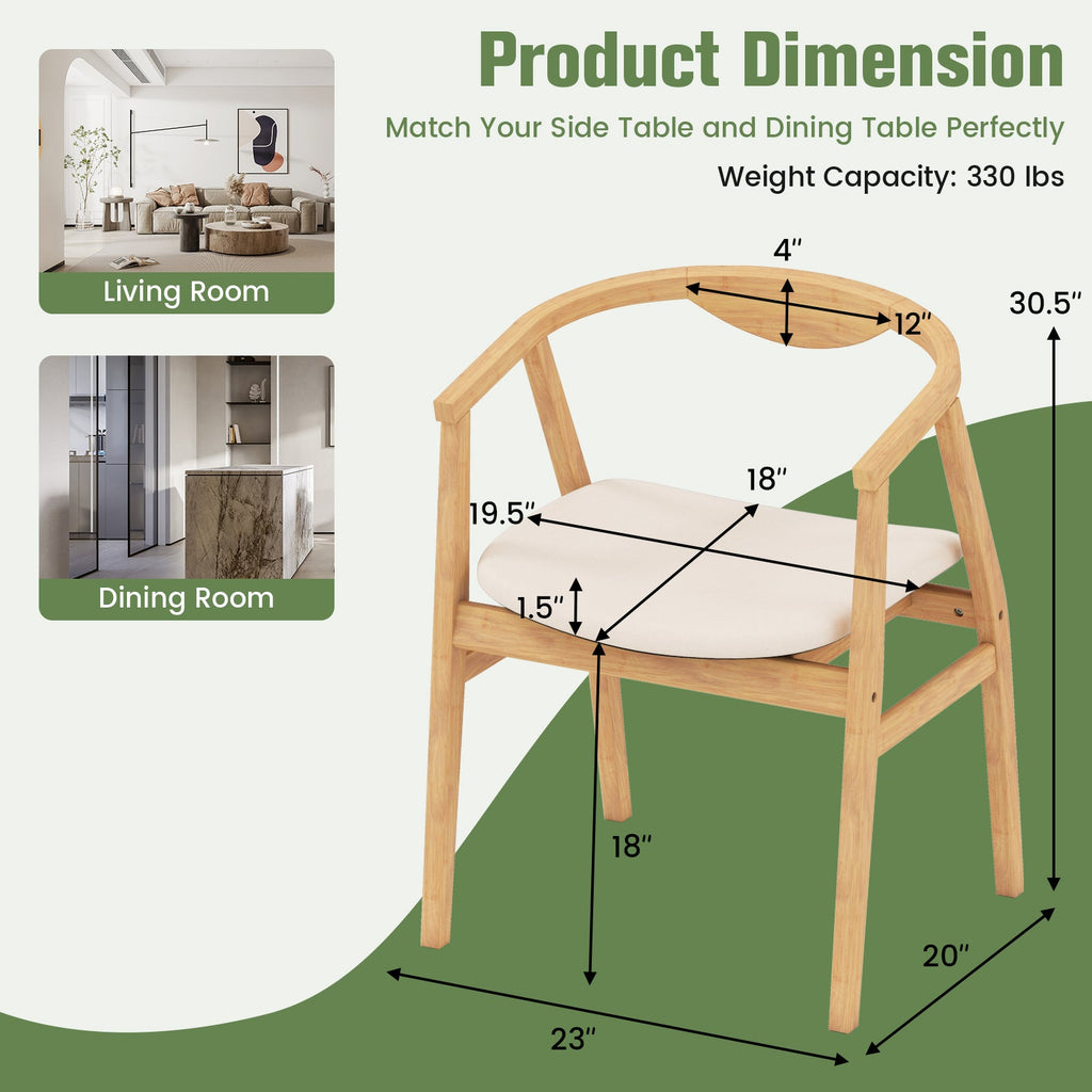 Bamboo Accent Chair with Armrest and Curved Backrest-Natural