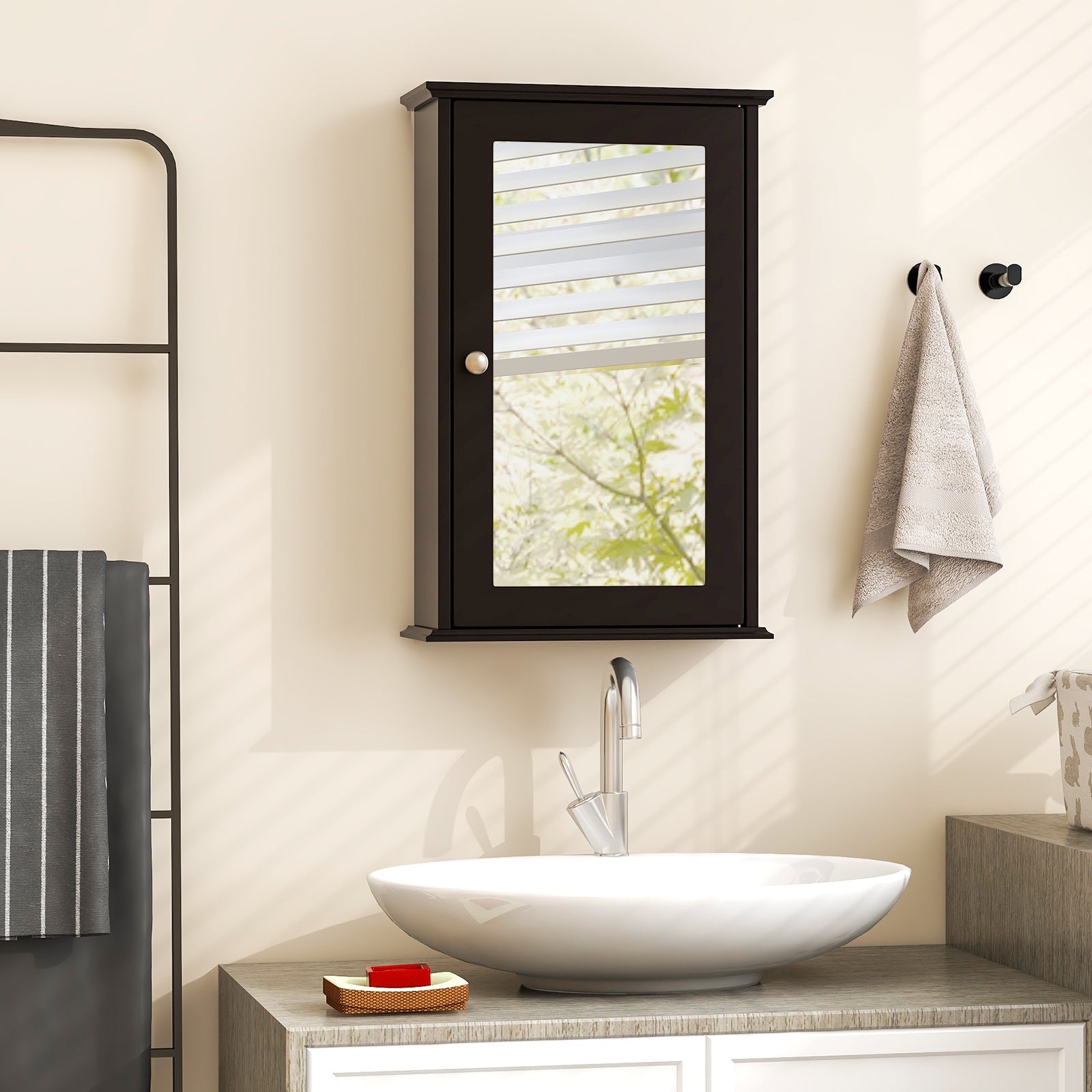 Bathroom Wall Cabinet with Single Mirror Door