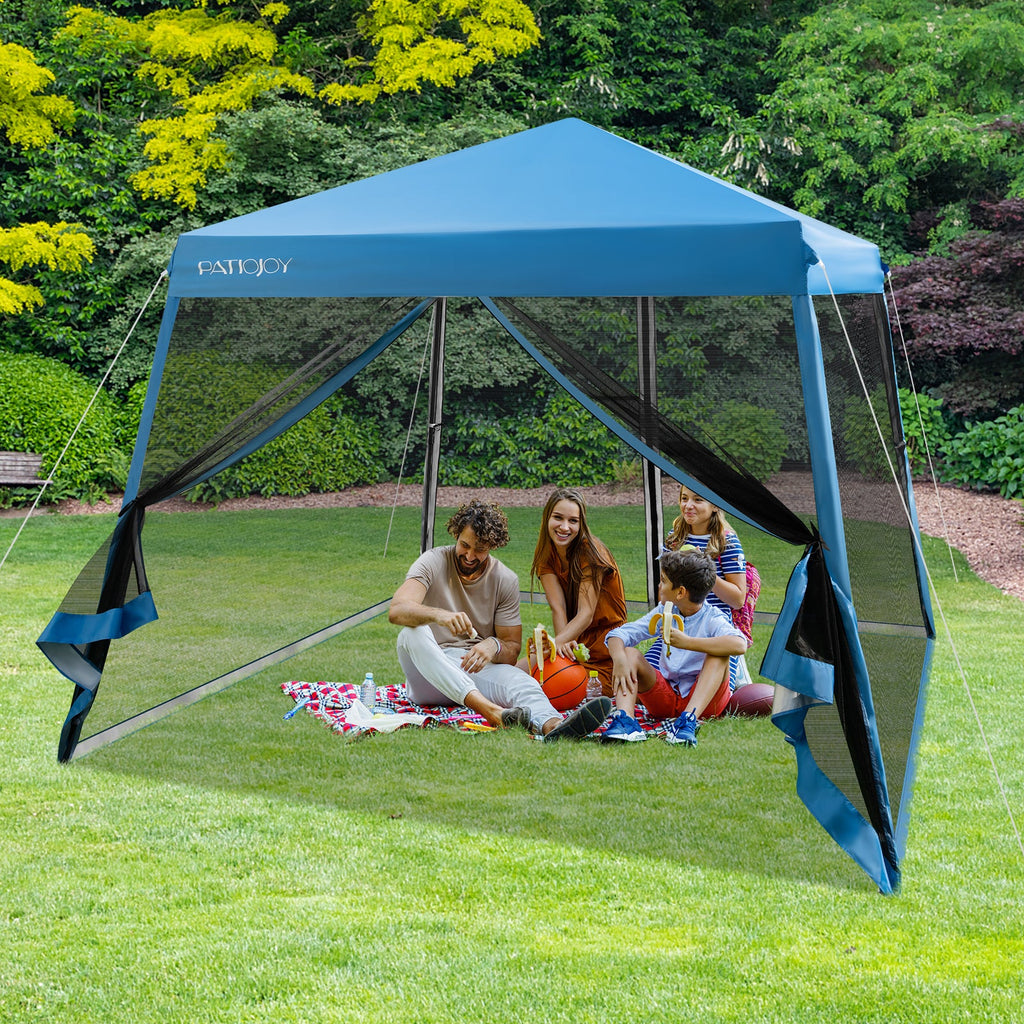 10 x 10 Feet Pop Up Canopy with with Mesh Sidewalls and Roller Bag