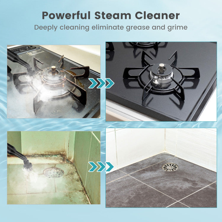 1400W Handheld Steam Cleaner with 14-Piece Accessory Kit and Child Lock