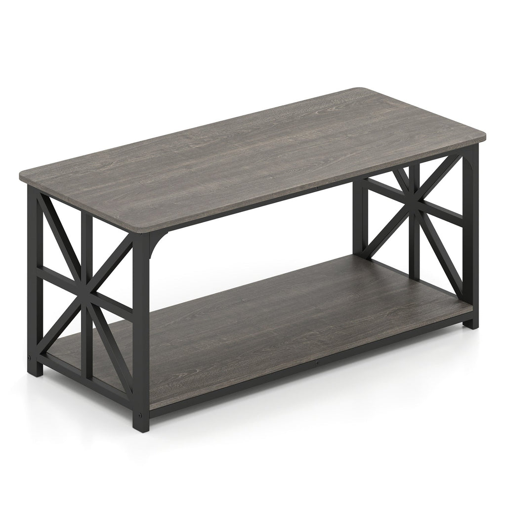 Coffee Table 2-Tier Center Table with Storage Shelf