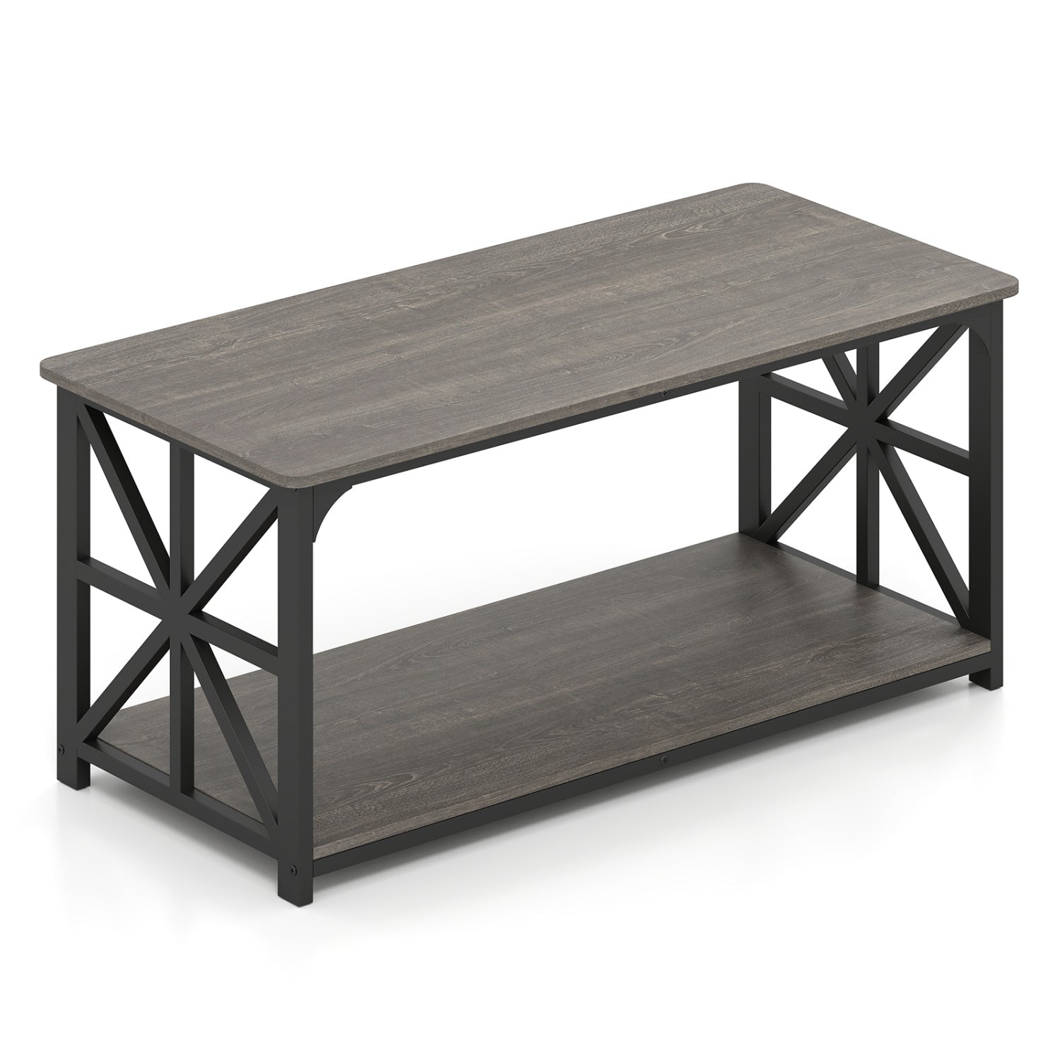 Coffee Table 2-Tier Center Table with Storage Shelf