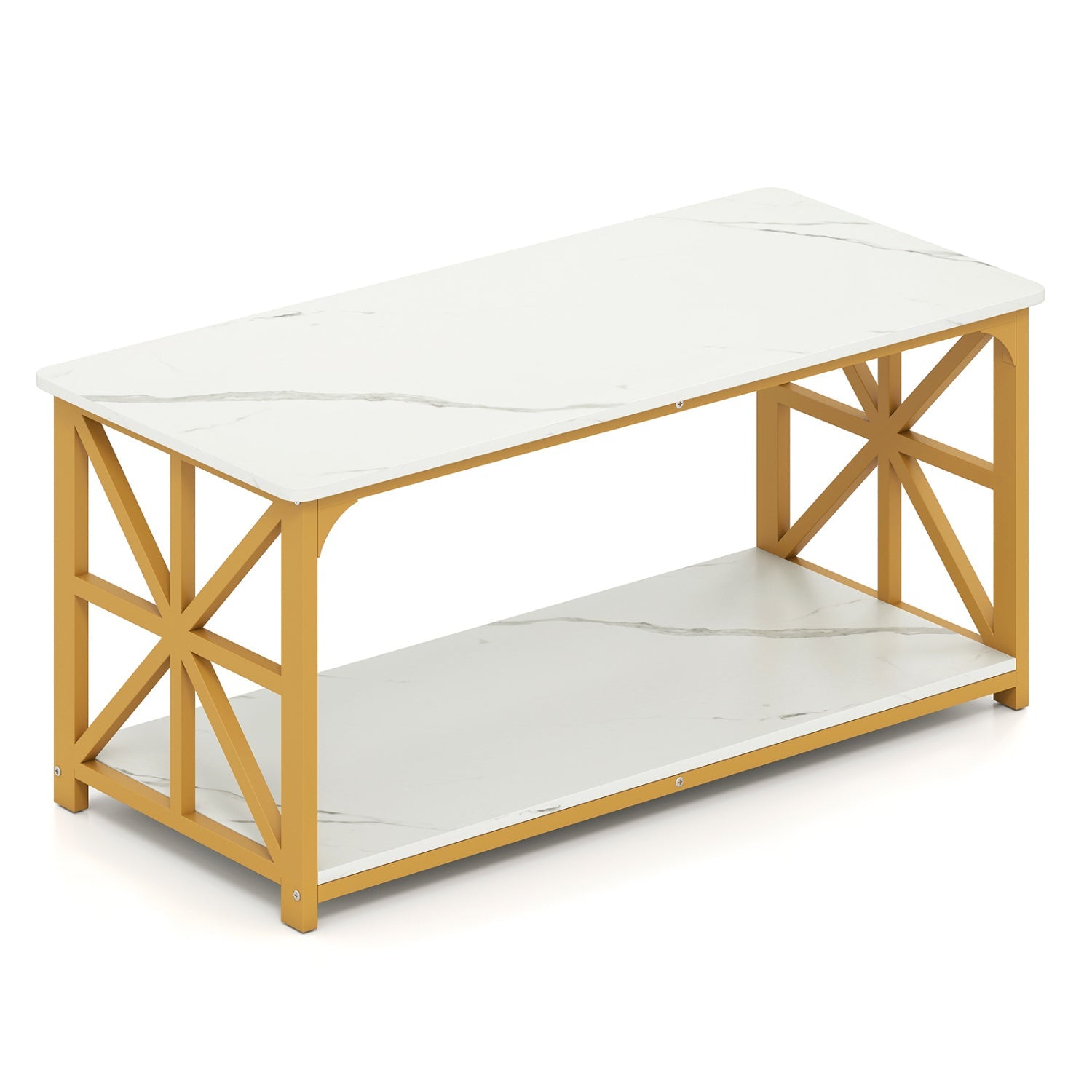 Coffee Table 2-Tier Center Table with Storage Shelf