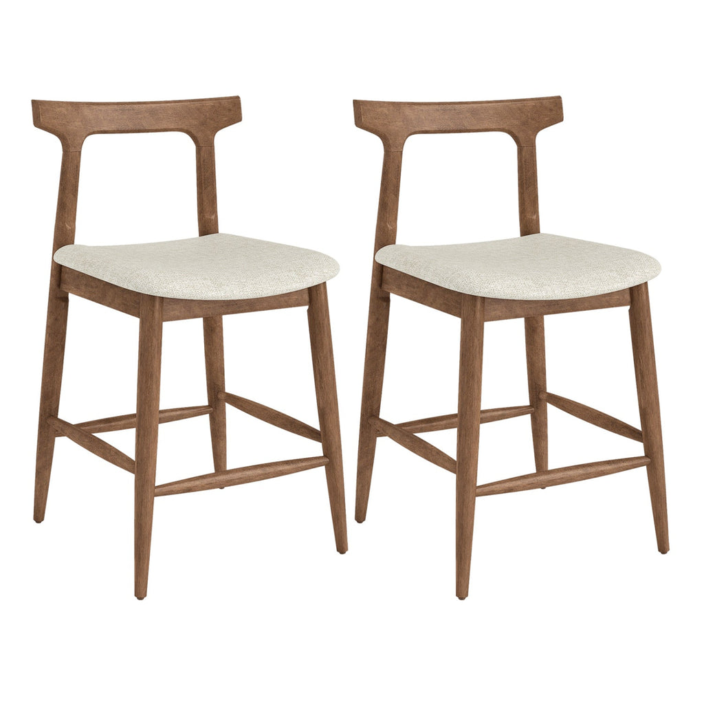 Counter Height Bar Stools 24 Inch Solid Wood Kitchen Island Chairs with Curved Backs