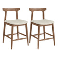Counter Height Bar Stools 24 Inch Solid Wood Kitchen Island Chairs with Curved Backs