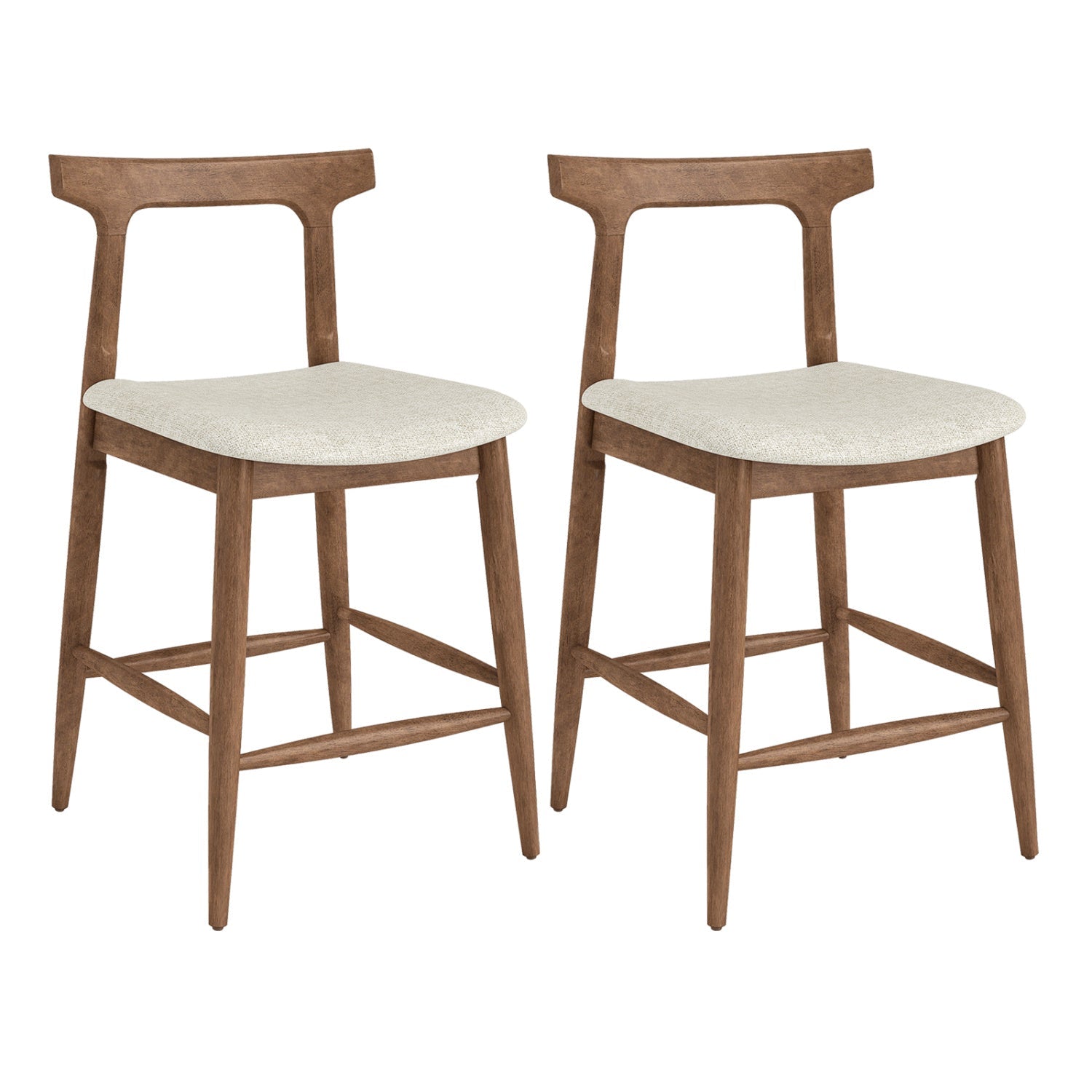 Counter Height Bar Stools 24 Inch Solid Wood Kitchen Island Chairs with Curved Backs