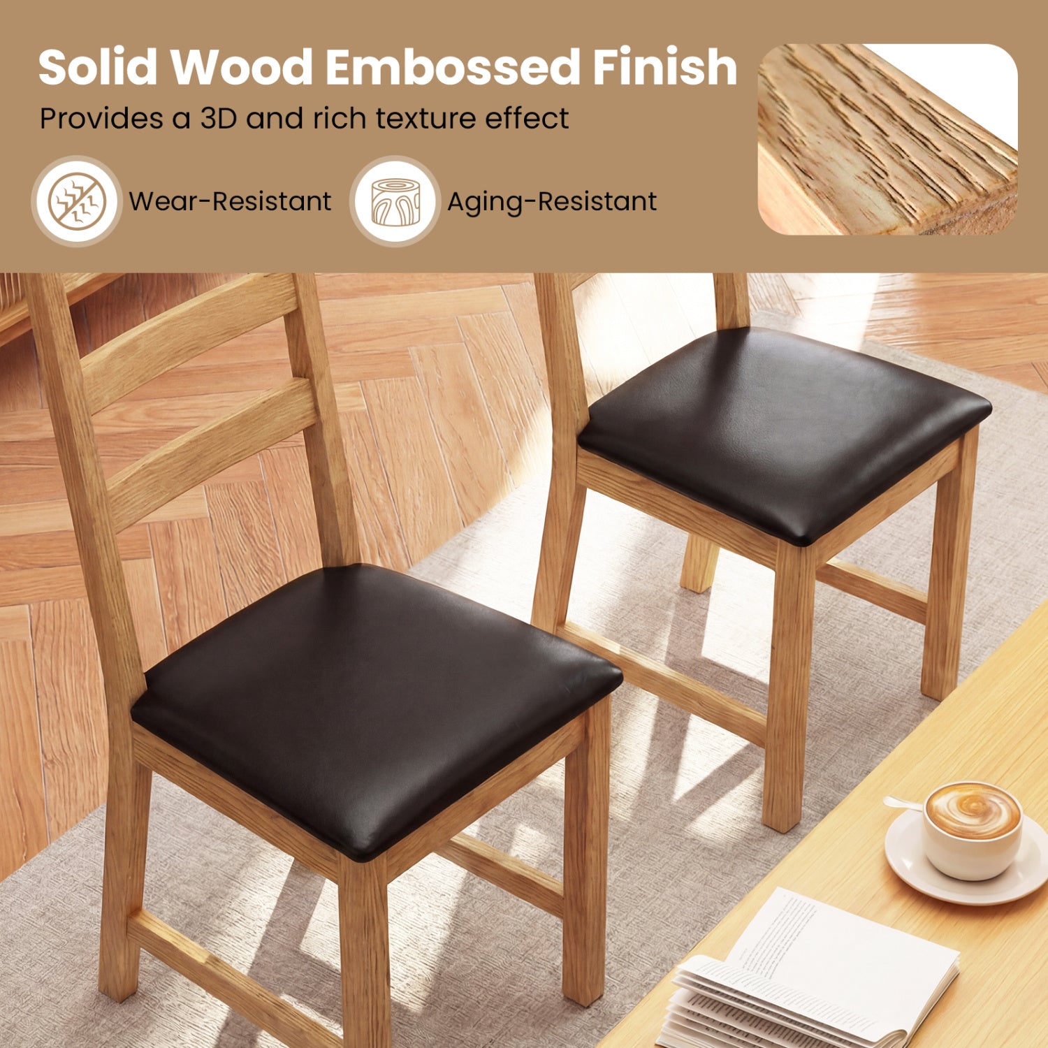 Dining Chairs Set of 2 Farmhouse Dining Room Chairs with Hollowed Backrest
