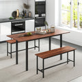 3-Piece Extendable Dining Table Set with 2 Benches