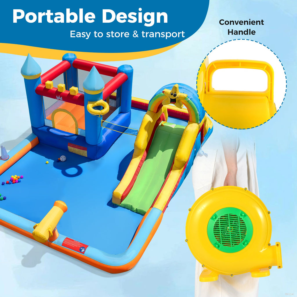 610W Bounce House Blower with Handle and Ground Stakes