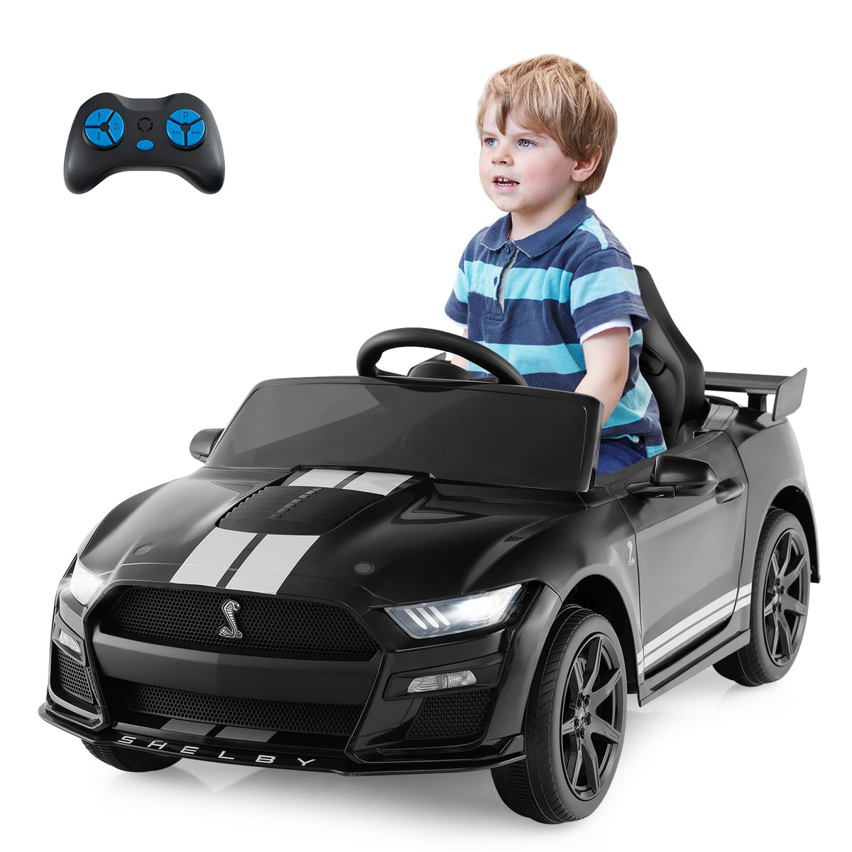 12V Licensed Ford Mustang Shelby GT500 Kids Ride on Car with Remote Control for Kids Aged 3-8