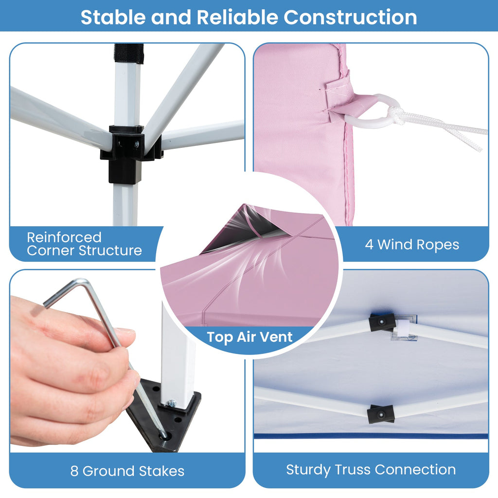 10 X 10 FT Foldable Outdoor Patio Shelter Canopy Tent with 1-Push Center Lock