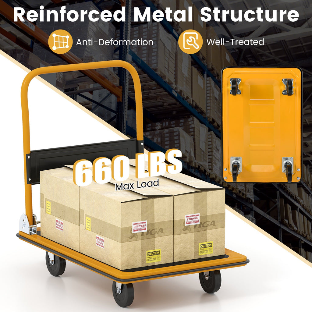 660 Pounds Folding Platform Cart Dolly Hand Truck