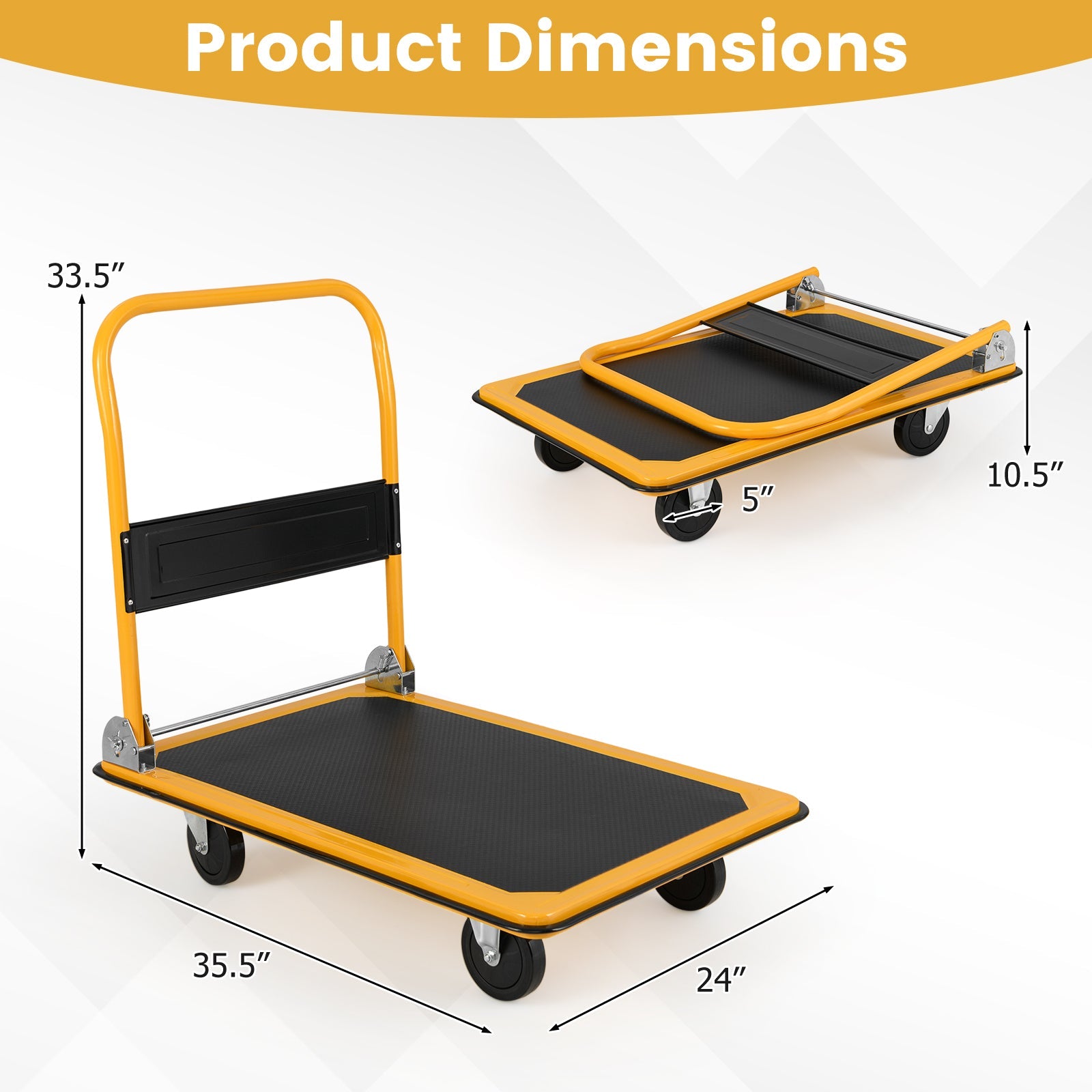660 Pounds Folding Platform Cart Dolly Hand Truck