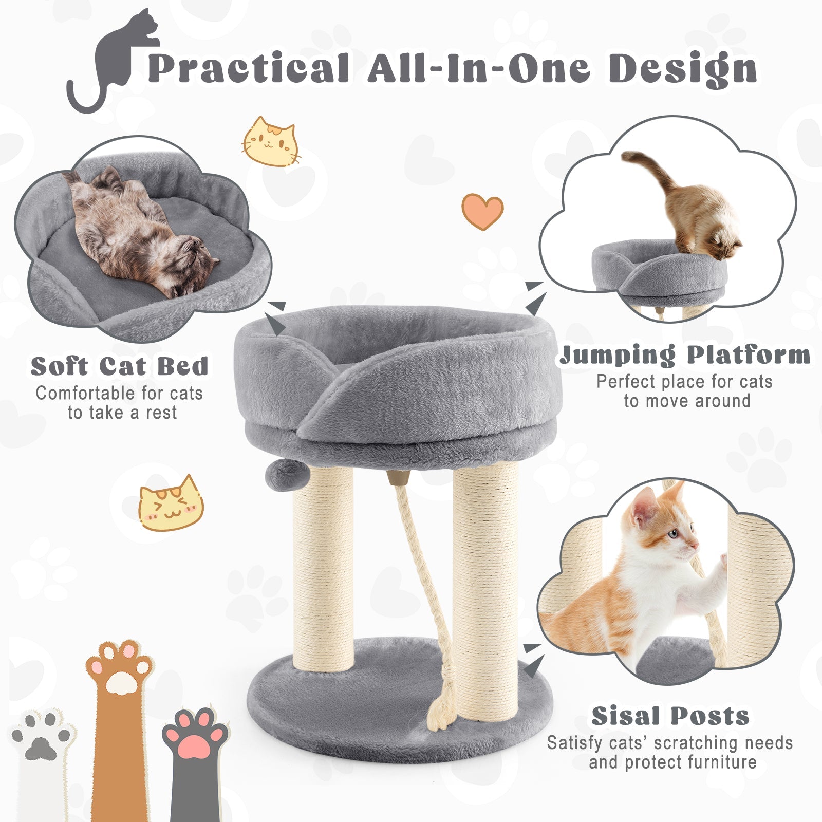 Cat Climbing Tree with Plush Perchs and Scratching Post