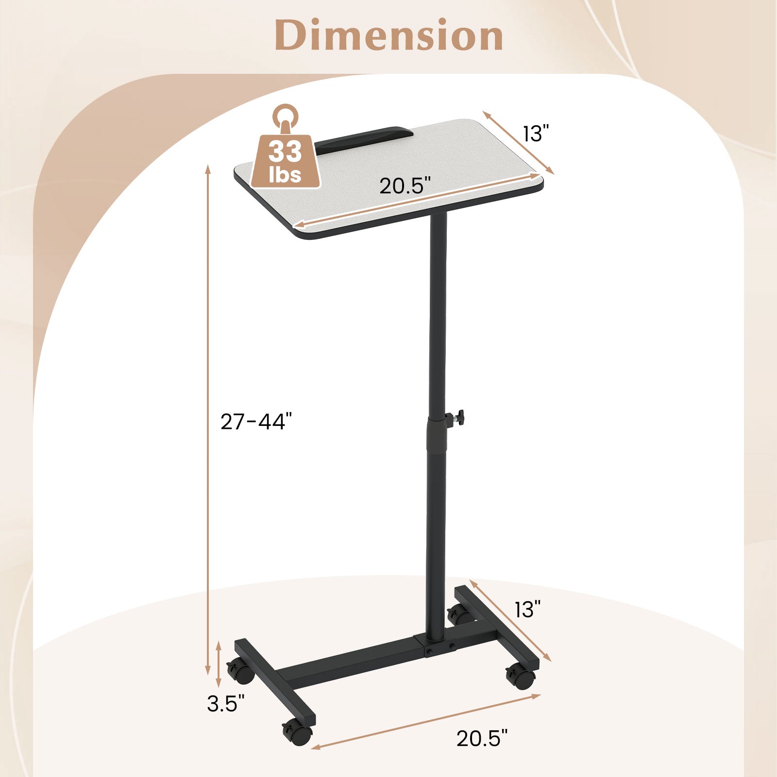 Overbed Rolling Food Tray Table