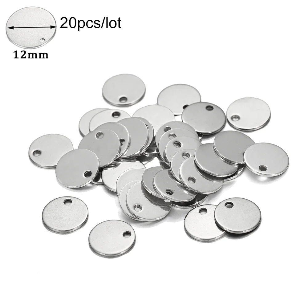 10-50Pcs Gold Stainless Steel Customized Dog Tag Heart-Shaped Oval Blanks Charm Pendant Charms For DIY Jewelry Making Supplies