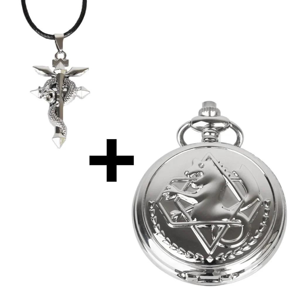 Fullmetal Alchemist High Grade Gifts Sets Pocket Watch Cosplay Japan Anime Necklace Clock Accessories With Box CF1217