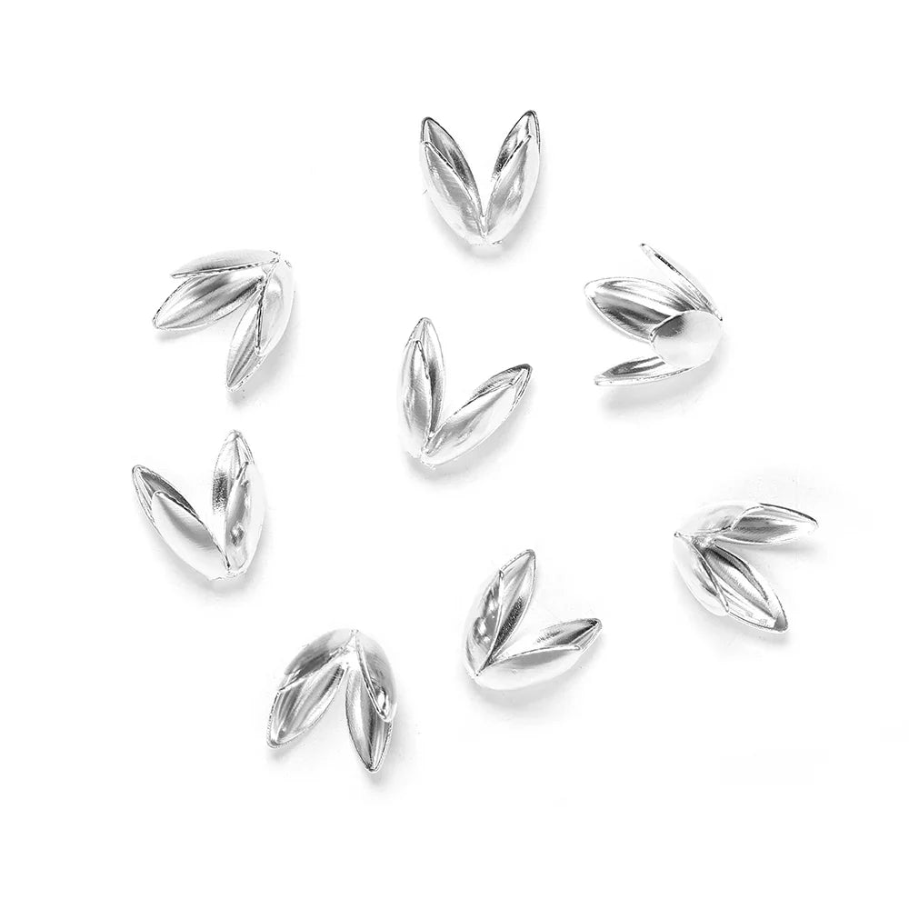 100pcs/lot Four Leaves Flower Metal Bulk Loose Sparer Caps Petal Apart End Bead Caps For Jewelry Making Bracelet Findings
