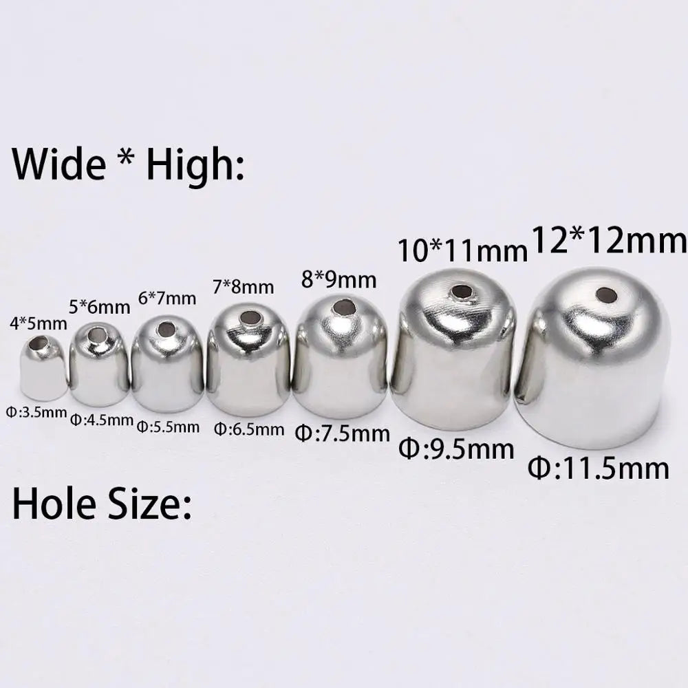 50-100pcs/lot Crimp End Caps Leather Cords End Tip Beads Caps Fit 4 -12mm Clasps For DIY Jewelry Making Findings Supplies