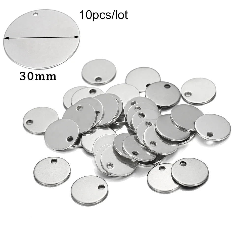 10-50Pcs Gold Stainless Steel Customized Dog Tag Heart-Shaped Oval Blanks Charm Pendant Charms For DIY Jewelry Making Supplies
