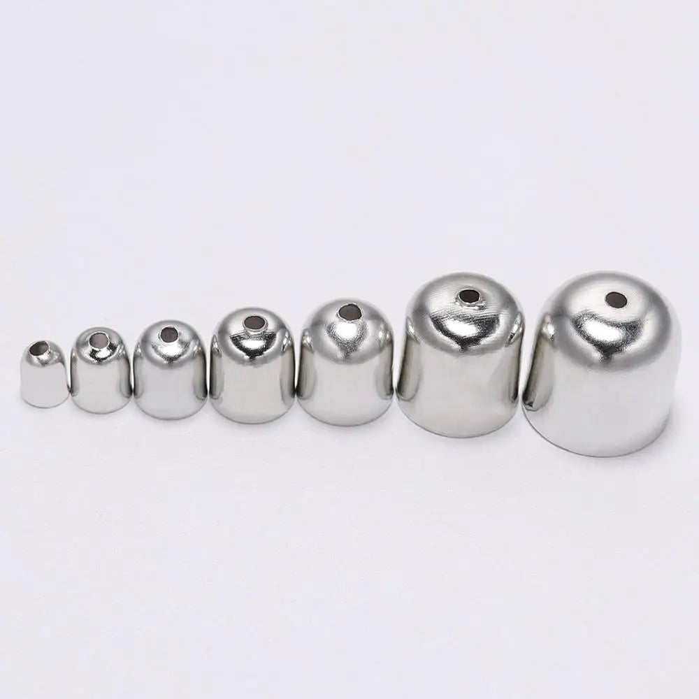 50-100pcs/lot Crimp End Caps Leather Cords End Tip Beads Caps Fit 4 -12mm Clasps For DIY Jewelry Making Findings Supplies