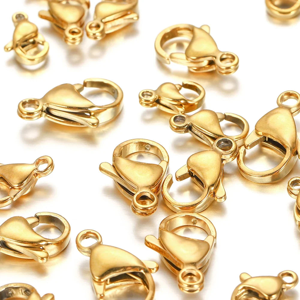 10pcs/lot Stainless Steel Lobster Clasp Hooks Bracelet Necklace Chain Connectors For DIY Jewelry Making Supplies Accessories