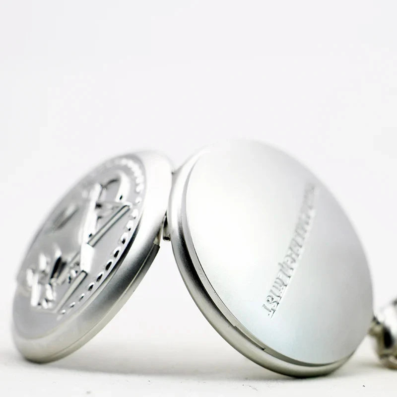 Antique Silver Fullmetal Alchemist Necklace Pendant Quartz Pocket Watch With Chain Gift
