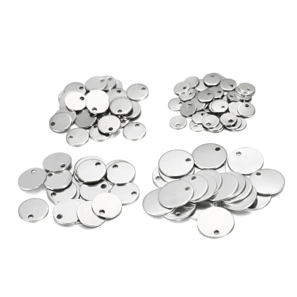 10-50Pcs Gold Stainless Steel Customized Dog Tag Heart-Shaped Oval Blanks Charm Pendant Charms For DIY Jewelry Making Supplies
