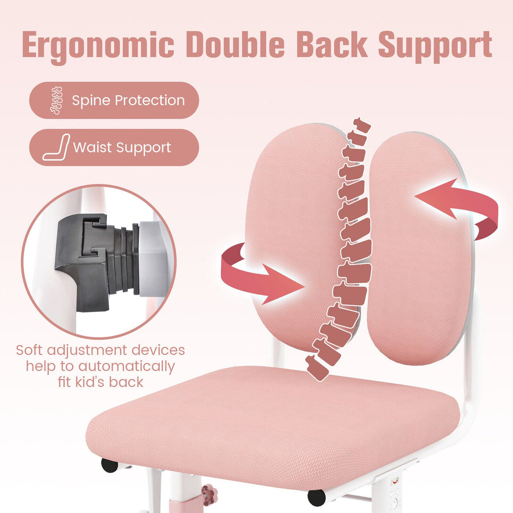 Ergonomic Height-adjustable Kids Study Chair with Double Back Support