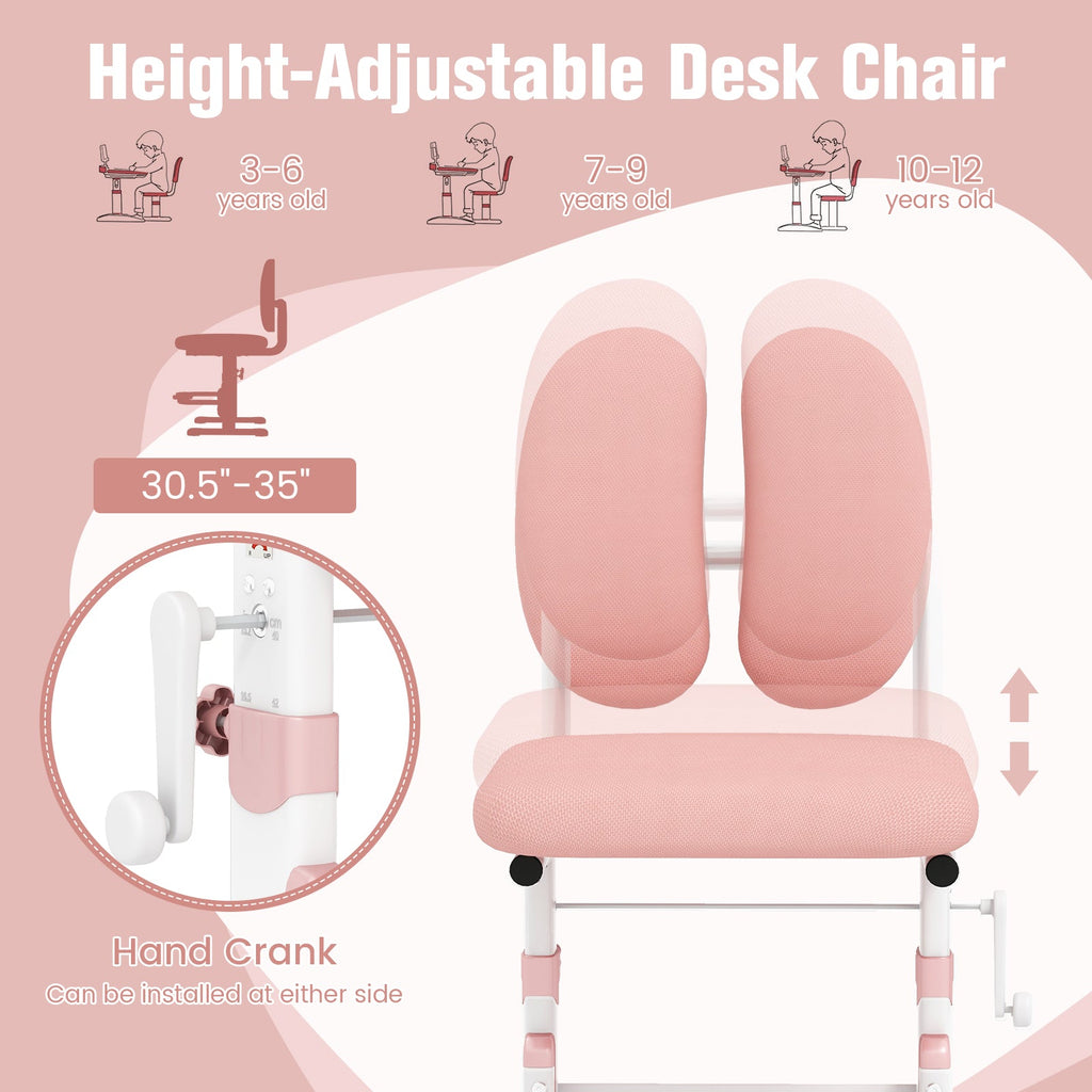 Ergonomic Height-adjustable Kids Study Chair with Double Back Support