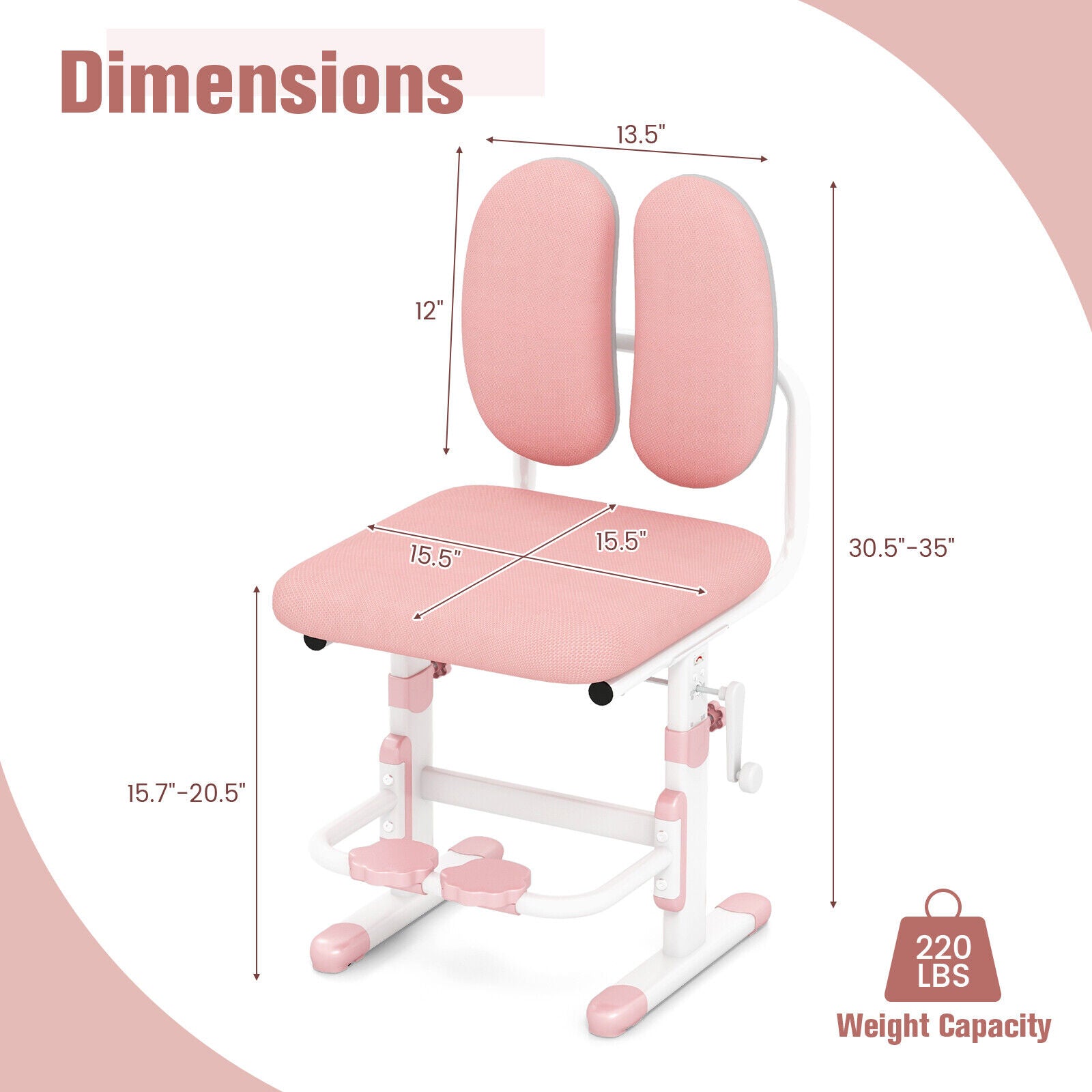 Ergonomic Height-adjustable Kids Study Chair with Double Back Support