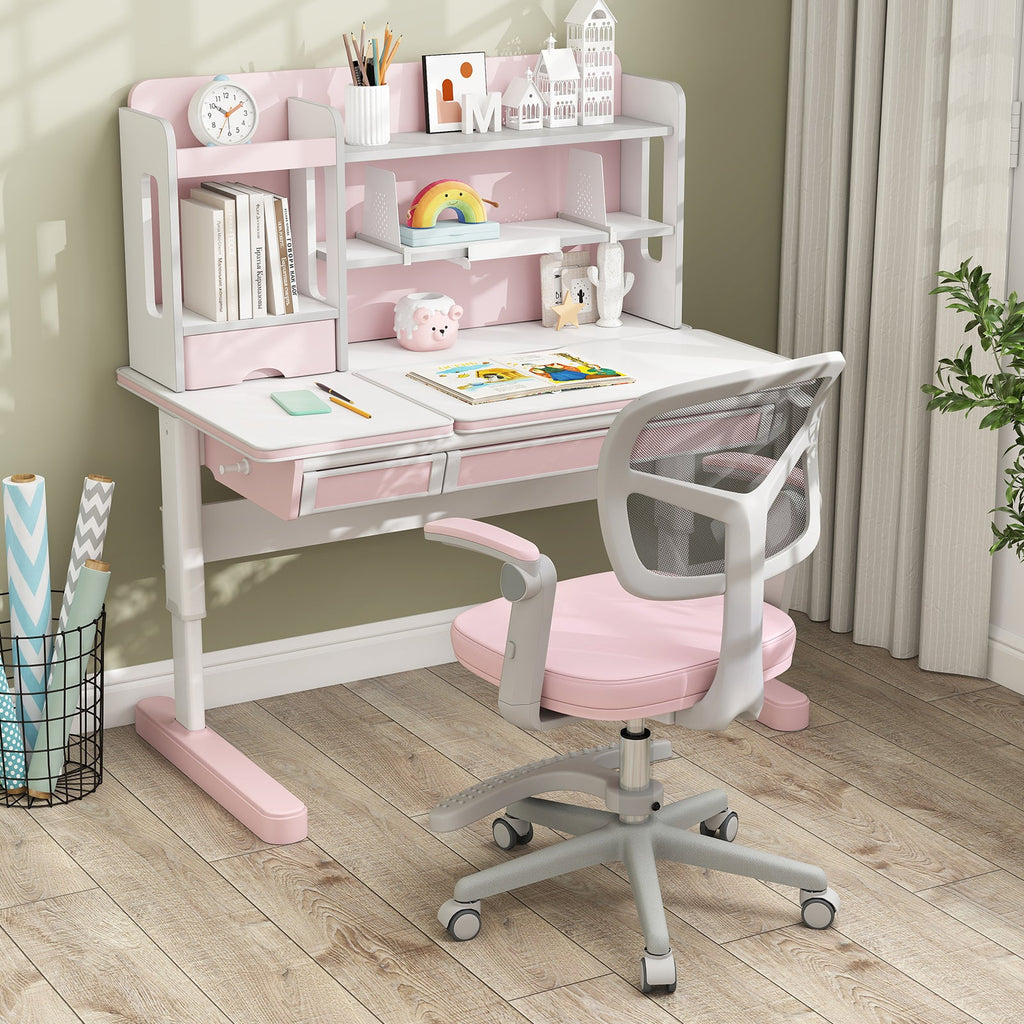 Kids Desk Chair Children Study Chair with Adjustable Height Armrest and Footrest
