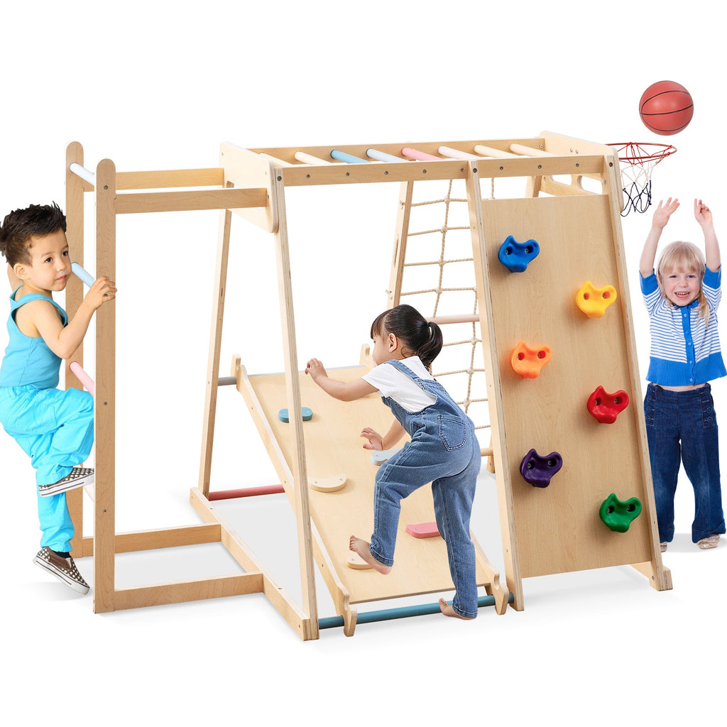 Kids Indoor Playground 6-in-1 Jungle Gym for 3-14 Years Olds