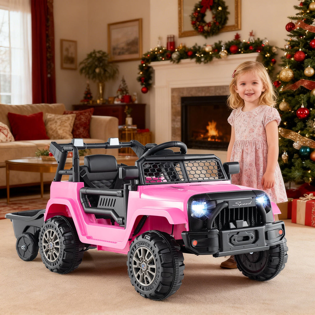 Kids Ride On UTV Car with Detachable Trailer 12V Battery Powered Ride On Truck