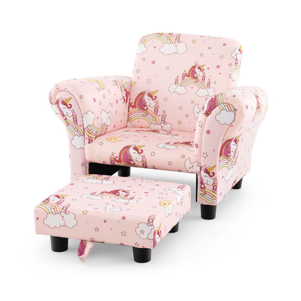 Kids Single Sofa with Cute Patterns Ergonomic Backrest and Armrests