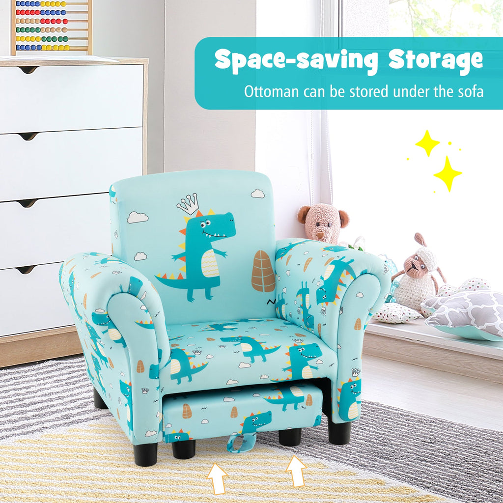 Kids Single Sofa with Cute Patterns Ergonomic Backrest and Armrests