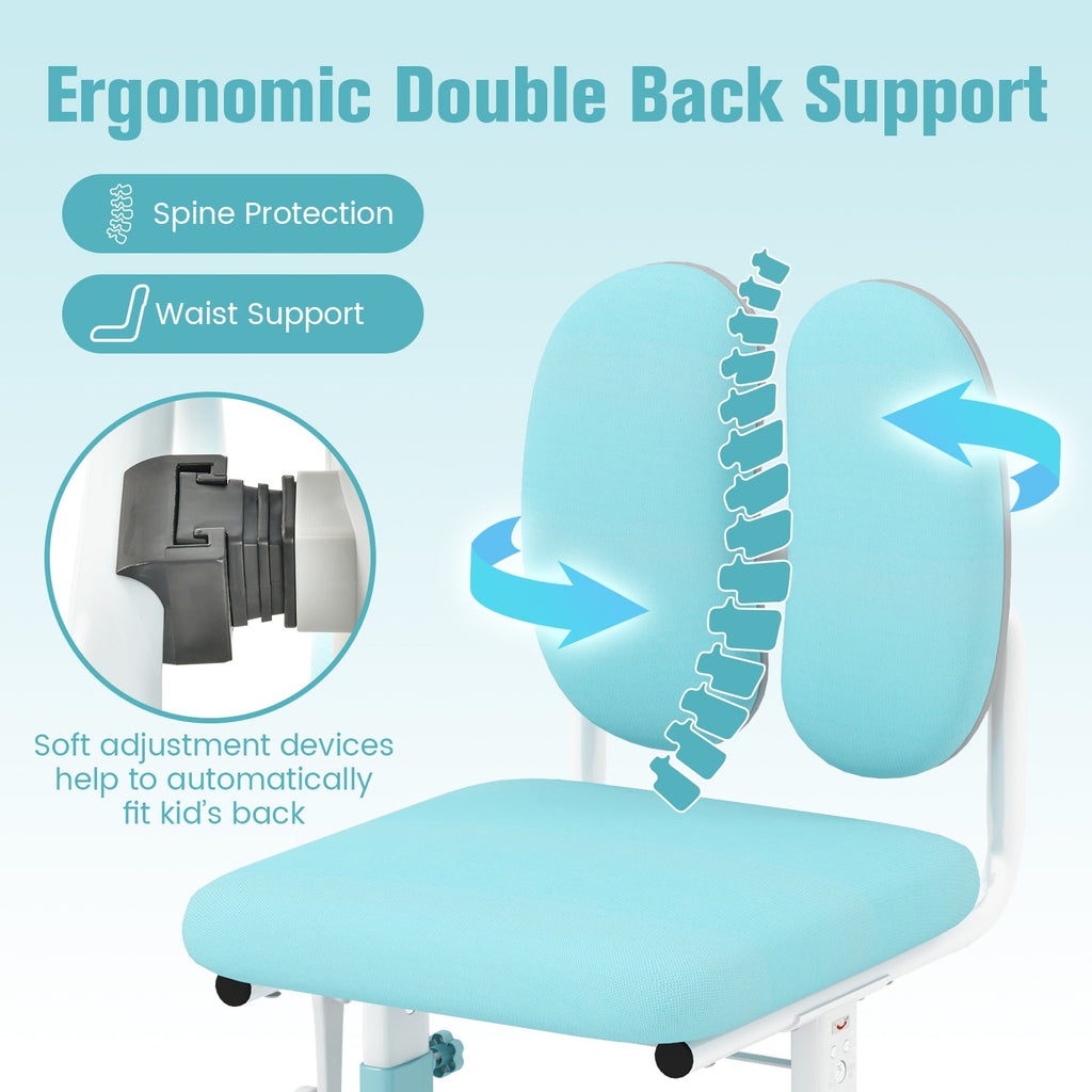 Ergonomic Height-adjustable Kids Study Chair with Double Back Support