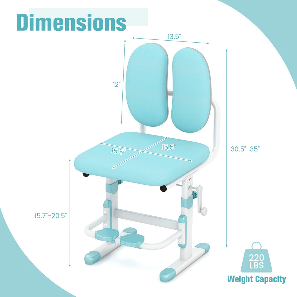 Ergonomic Height-adjustable Kids Study Chair with Double Back Support