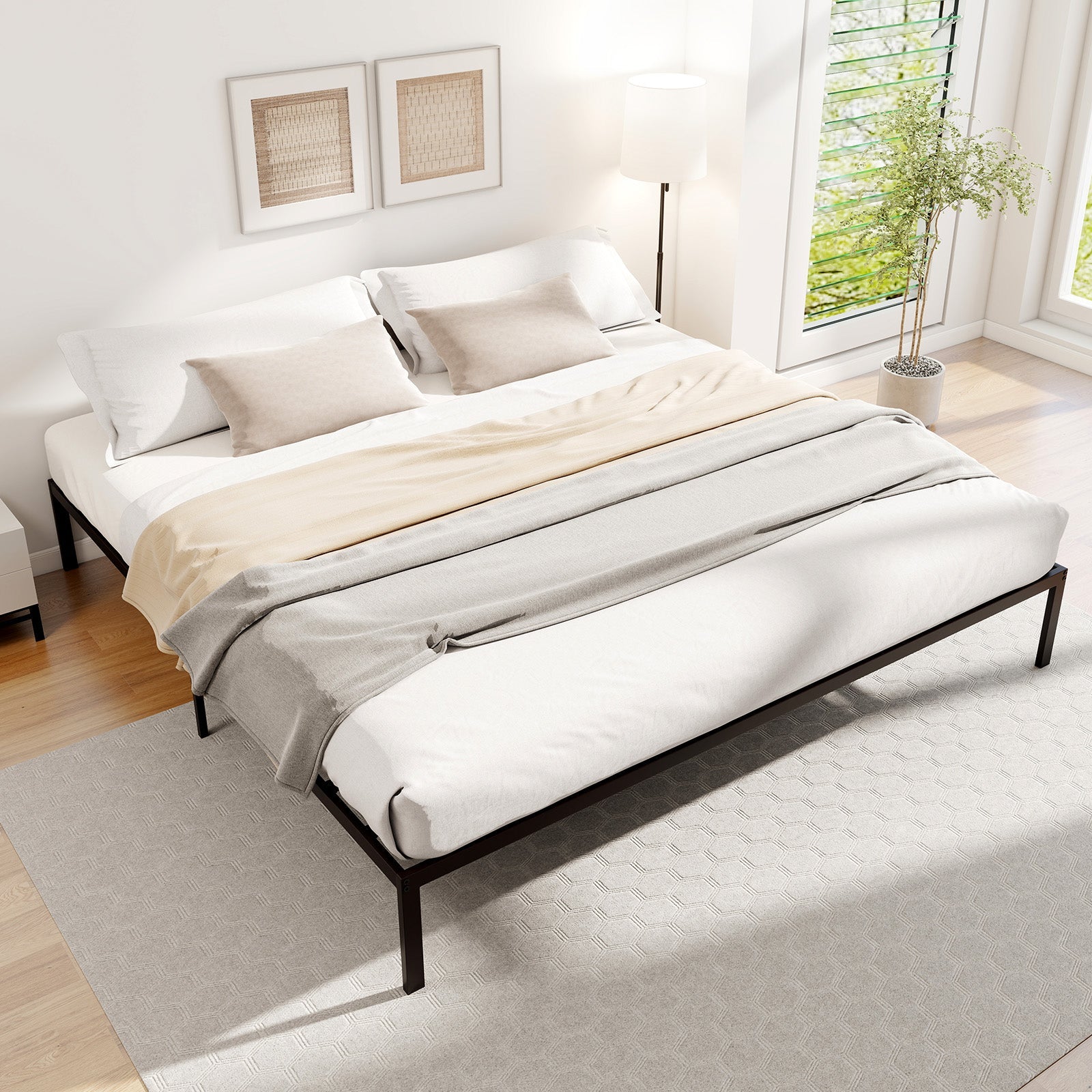 Full/Queen/King Size Metal Bed Frame Heavy Duty Support Slats Mattress Foundation
