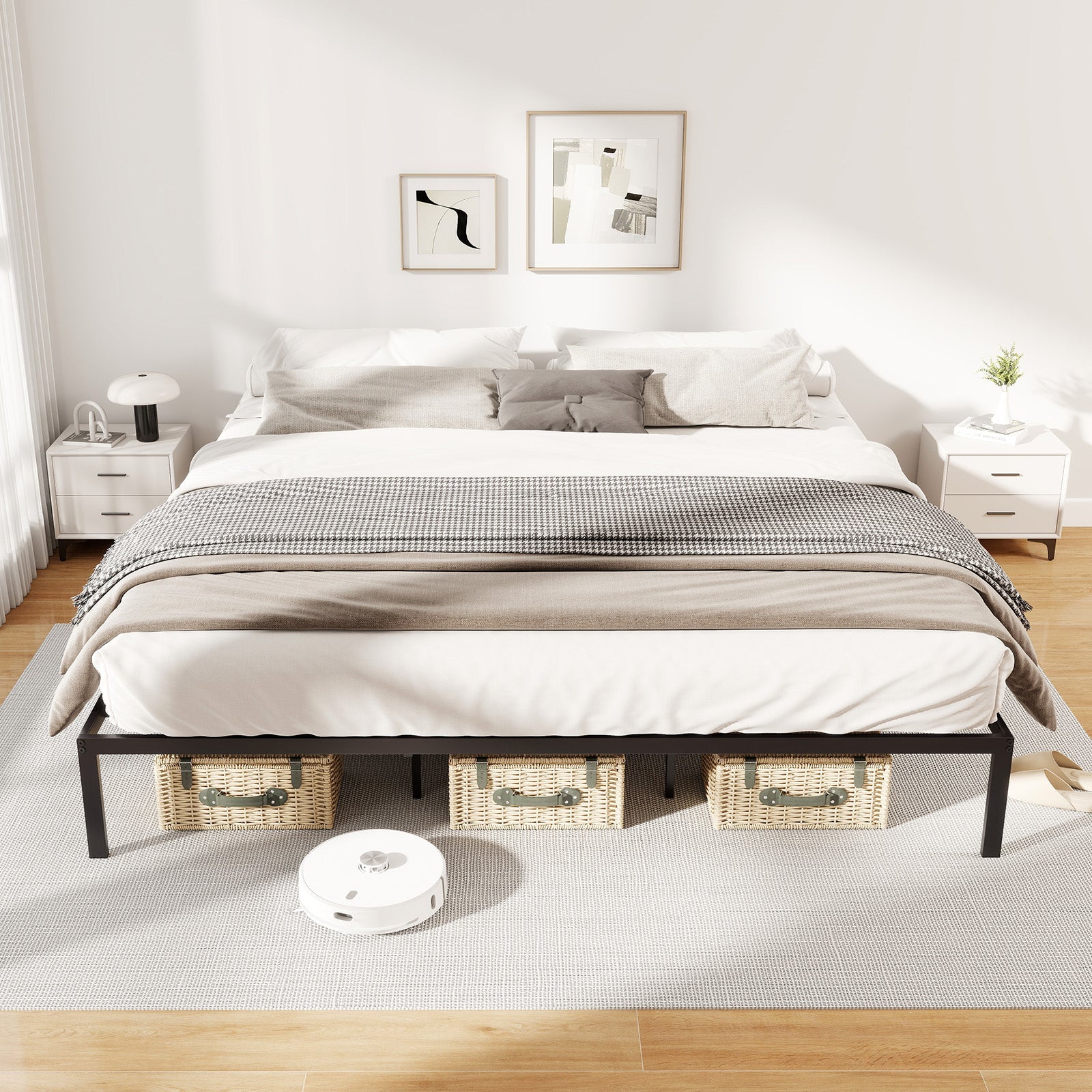 Full/Queen/King Size Metal Bed Frame Heavy Duty Support Slats Mattress Foundation