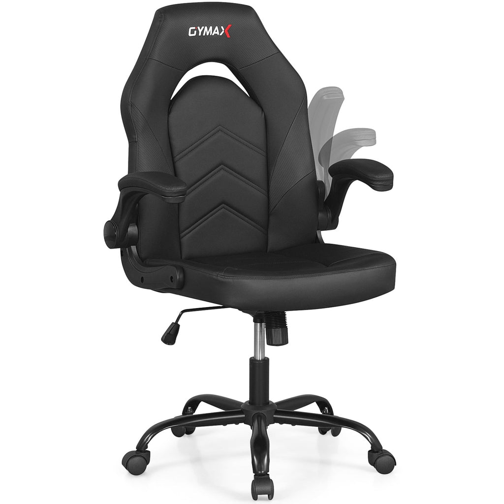 Leather Office Chair Ergonomic Computer Desk Chair with Flip-up Armrests